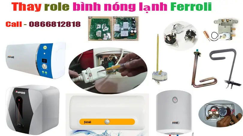 sửa b&igrave;nh n&oacute;ng lạnh ferroli nhảy role nhiệt