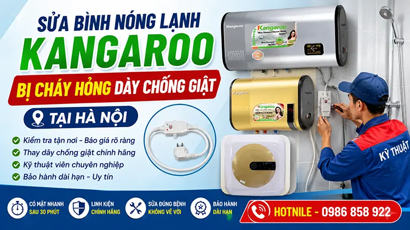 sửa bình nóng lạnh Kangaroo bị cháy sửa dây chống giật 