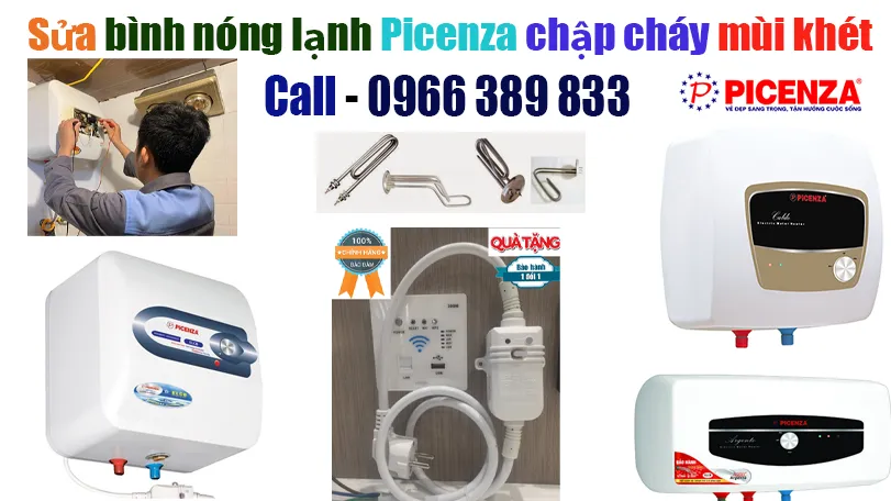 sửa bình nóng lạnh picenza chập cháy có mùi khét tại hà nội
