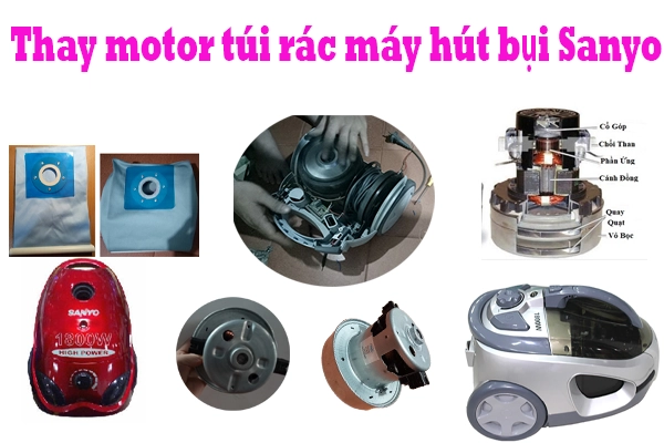 bán túi đựng rác, motor máy hút bụi Sanyo