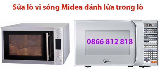 sửa lò vi song midea dánh lửa trong lò