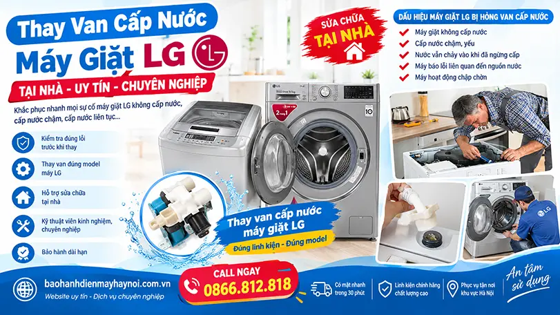 dịch vụ thay van cấp nước máy giặt LG tại nhà 