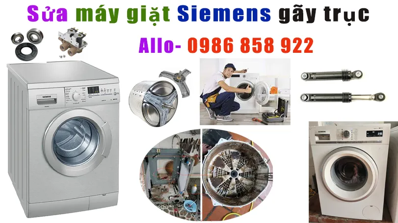 sửa máy giặt siemens giặt vắt kêu to gãy trục