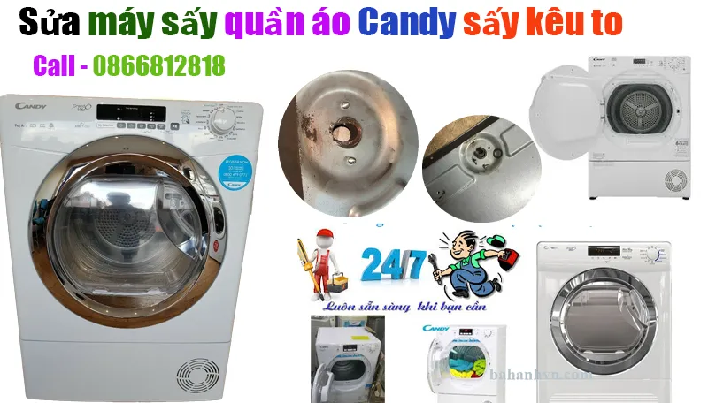 sửa máy sấy quần áo Candy sấy kêu to tại hà nội