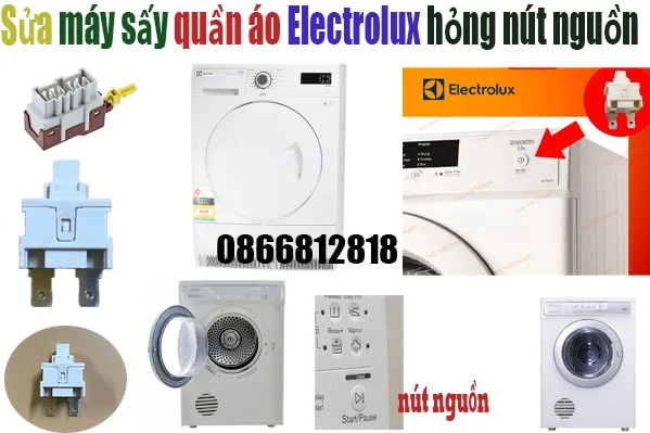 sửa máy sấy quần áo Electrolux bị hỏng nút nguồn tại hà nội